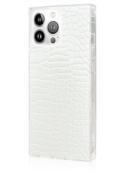 White Crocodile Square iPhone Case #iPhone 15 Pro