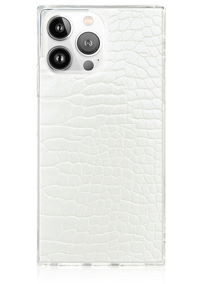 White Crocodile Square iPhone Case #iPhone 16 Pro Max + MagSafe