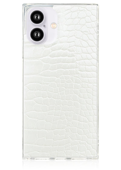 White Crocodile Square iPhone Case #iPhone 16