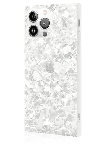 White Pearl Square iPhone Case #iPhone 16 Pro