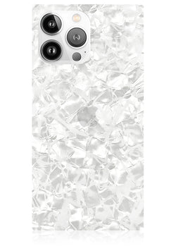 White Pearl Square iPhone Case #iPhone 16 Pro