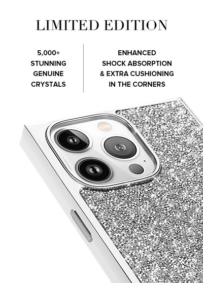 SQUARE® Silver Crystal Elegance iPhone Case #iPhone 16 Pro + MagSafe,iPhone 16 Pro Max + MagSafe