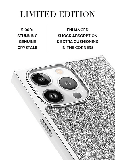 SQUARE® Silver Crystal Elegance iPhone Case #iPhone 16 Pro + MagSafe,iPhone 16 Pro Max + MagSafe