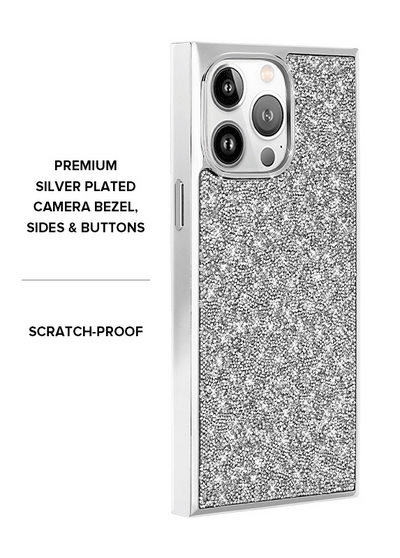 SQUARE® Silver Crystal Elegance iPhone Case #iPhone 14 Pro + MagSafe,iPhone 14 Pro Max + MagSafe,iPhone 15 Pro + MagSafe,iPhone 15 Pro Max + MagSafe