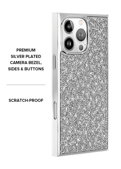 SQUARE® Silver Crystal Elegance iPhone Case #iPhone 16 Pro + MagSafe,iPhone 16 Pro Max + MagSafe