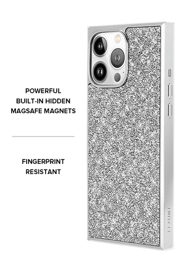 SQUARE® Silver Crystal Elegance iPhone Case #iPhone 14 Pro + MagSafe,iPhone 14 Pro Max + MagSafe,iPhone 15 Pro + MagSafe,iPhone 15 Pro Max + MagSafe