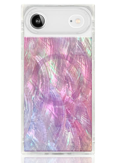 Pink Mother of Pearl Square iPhone Case #iPhone Air + MagSafe