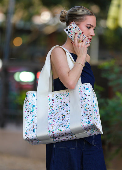 Rainbow Confetti Tortoise Everyday Tote Bag