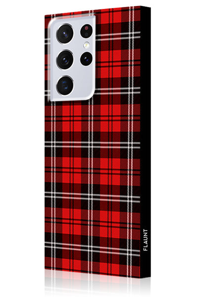 Red Plaid Square Galaxy Case #Galaxy S22 Ultra