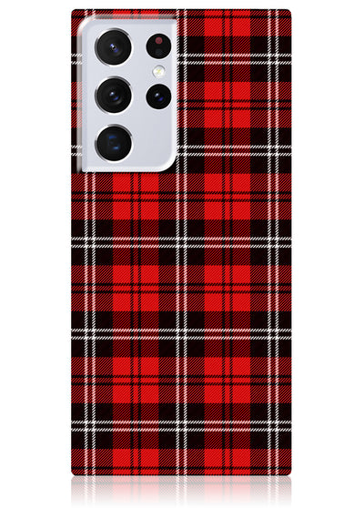 Red Plaid Square Galaxy Case #Galaxy S22 Ultra