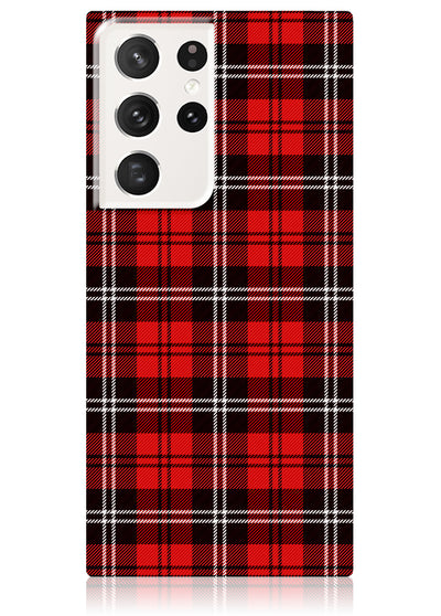 Red Plaid Square Galaxy Case #Galaxy S23 Ultra