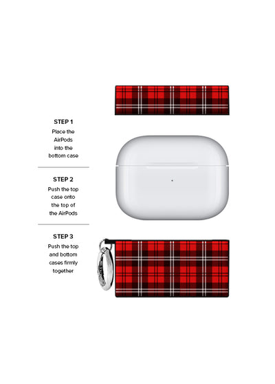 Red Plaid SQUARE AirPods Case #AirPods 1st and 2nd Gen