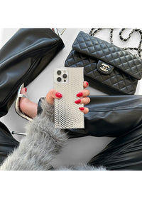 ["Silver", "Metallic", "Snakeskin", "Faux", "Leather", "SQUARE", "iPhone", "Case"]