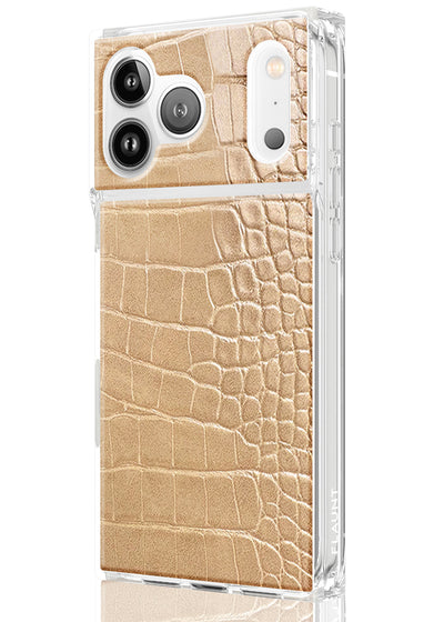 Tan Crocodile Square iPhone Case #iPhone 17 Pro + MagSafe