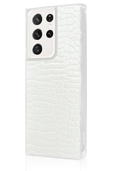 White Crocodile Square Samsung Galaxy Case #Galaxy S23 Ultra