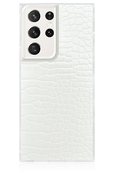 White Crocodile Square Samsung Galaxy Case #Galaxy S23 Ultra