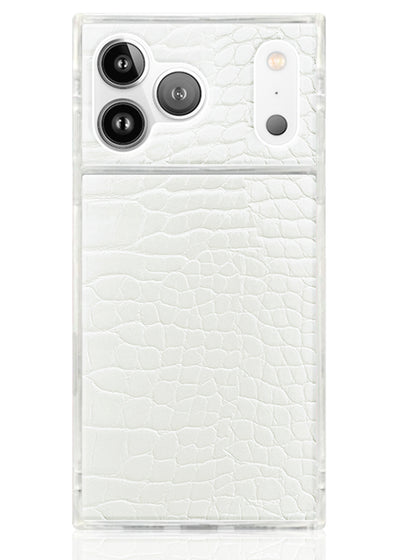 White Crocodile Square iPhone Case #iPhone 17 Pro + MagSafe
