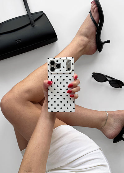 SQUARE® White Polka Dot iPhone Case
