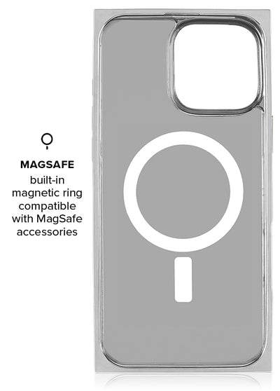 SQUARE Chromed Silver Faux Croc iPhone Case #iPhone 16 Pro Max + MagSafe, iPhone 16 Pro + MagSafe