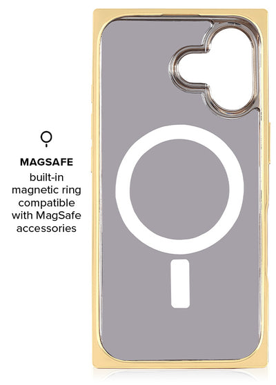 Gilded Gold Faux Croc Elegance SQUARE iPhone Case #iPhone 17 + MagSafe