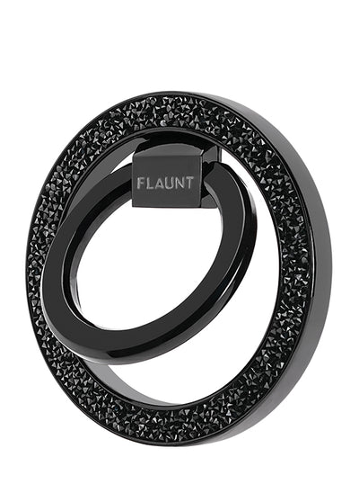 Black Crystal Elegance Premium Metallic MagSafe Phone Ring Stand (Works with MagSafe Cases Only)