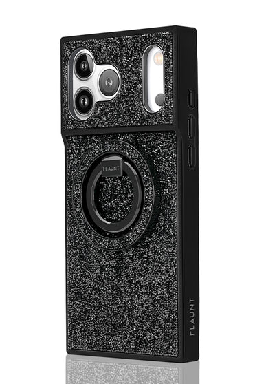 Black Crystal Elegance Premium Metallic MagSafe Phone Ring Stand (Works with MagSafe Cases Only)