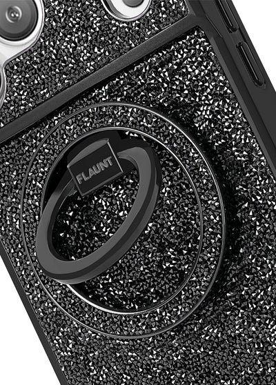 Black Crystal Elegance Premium Metallic MagSafe Phone Ring Stand (Works with MagSafe Cases Only)