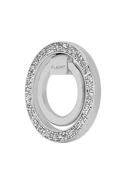 Silver Crystal Elegance Premium Metallic MagSafe Phone Ring Stand (Works with MagSafe Cases Only)