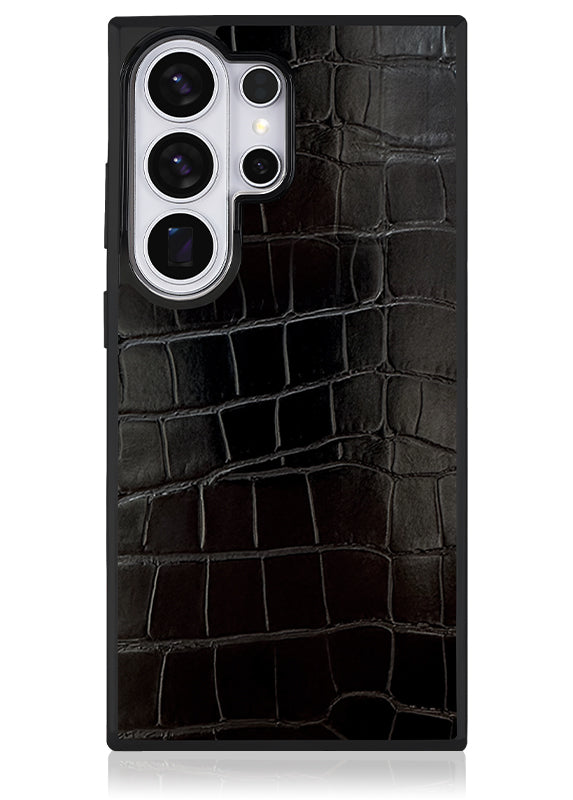 FLAUNT SQUARE Black Crocodile Faux Leather Galaxy Case