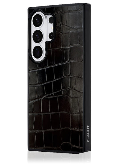 Black Crocodile Square Galaxy Case #Galaxy S26 Ultra + Magnet (for MagSafe Accessories)