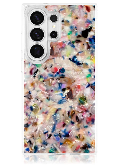 Rainbow Confetti Tortoise Shell SQUARE Galaxy Case #Galaxy S26 Ultra + Magnet (for MagSafe Accessories)