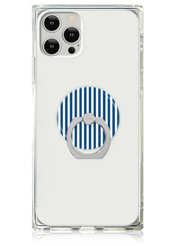 Blue & White Oxford Stripe Adhesive Phone Ring Stand