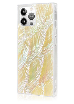 Butter Yellow Mother of Pearl SQUARE iPhone Case #iPhone 16 Pro Max