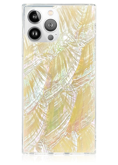 Butter Yellow Mother of Pearl SQUARE iPhone Case #iPhone 13 Pro Max