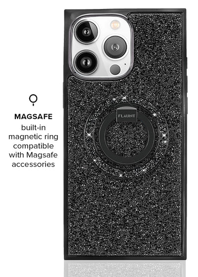 Black Crystal Elegance SQUARE iPhone Case #iPhone 13 Pro Max + MagSafe,iPhone 13 Pro + MagSafe