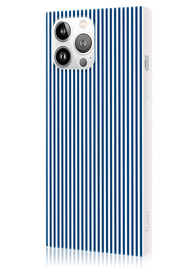 Blue & White Oxford Stripe SQUARE iPhone Case #iPhone 13 Pro Max + MagSafe