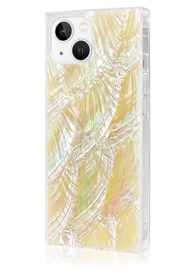 Butter Yellow Mother of Pearl SQUARE iPhone Case #iPhone 15 Plus