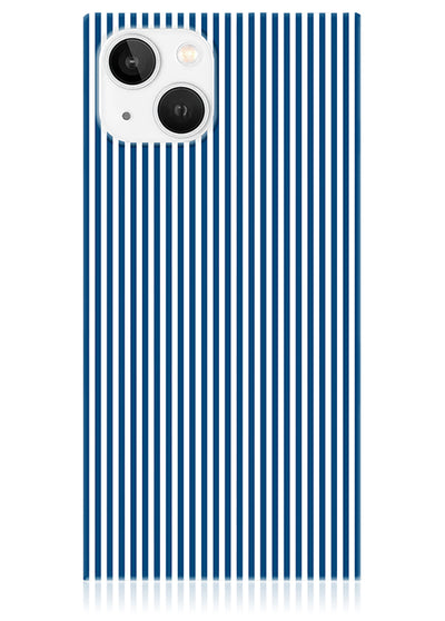 Blue & White Oxford Stripe SQUARE iPhone Case #iPhone 17e/16e/14/13 + MagSafe