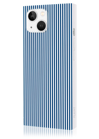 Blue & White Oxford Stripe SQUARE iPhone Case #iPhone 15