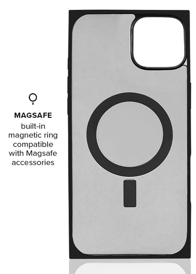 Black Crystal Elegance SQUARE iPhone Case #iPhone 15 + MagSafe,iPhone 15 Plus + MagSafe,iPhone 16e/14/13 + MagSafe,iPhone 14 Plus + MagSafe
