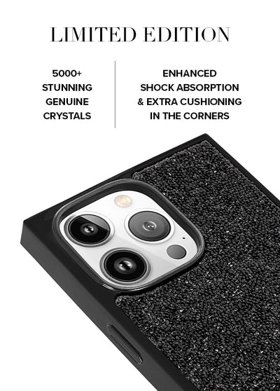 Black Crystal Elegance SQUARE iPhone Case #iPhone 16 Pro Max + MagSafe,iPhone 16 Pro + MagSafe