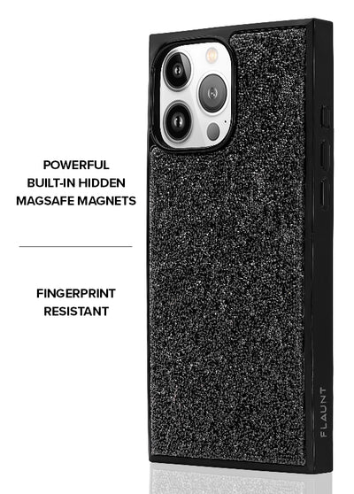 Black Crystal Elegance SQUARE iPhone Case #iPhone 15 Pro Max + MagSafe,iPhone 15 Pro + MagSafe,iPhone 14 Pro Max + MagSafe,iPhone 14 Pro + MagSafe