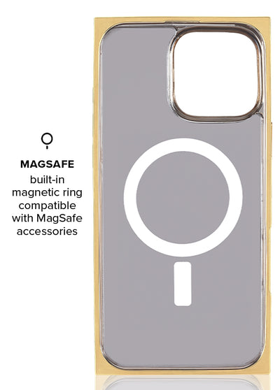 Gold Checkered Mother of Pearl SQUARE iPhone Case #iPhone 15 Pro Max + MagSafe, iPhone 15 Pro + MagSafe, iPhone 14 Pro Max + MagSafe, iPhone 14 Pro + MagSafe, iPhone 13 Pro Max + MagSafe, iPhone 13 Pro + MagSafe