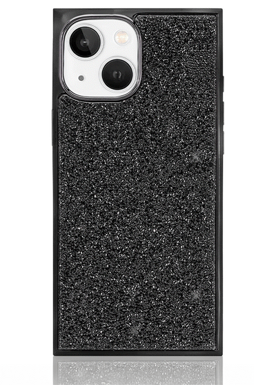 Black Crystal Elegance SQUARE iPhone Case #iPhone 15 + MagSafe,iPhone 15 Plus + MagSafe,iPhone 16e/14/13 + MagSafe,iPhone 14 Plus + MagSafe