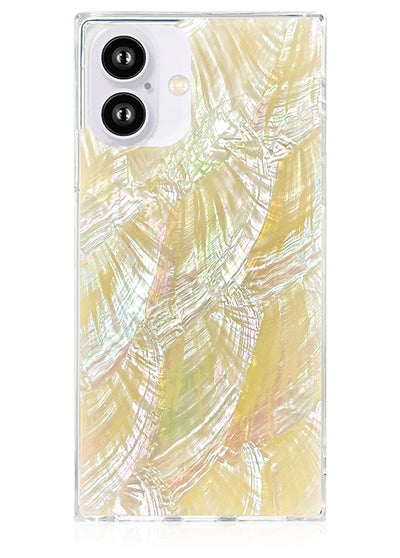 Butter Yellow Mother of Pearl SQUARE iPhone Case #iPhone 16 Plus