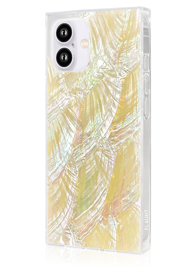 Butter Yellow Mother of Pearl SQUARE iPhone Case #iPhone 16 Plus
