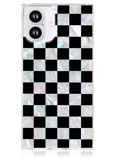 Checkered Mother of Pearl SQUARE iPhone Case #iPhone 16 Plus