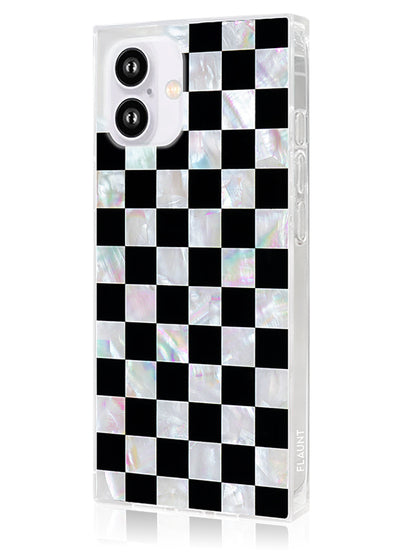 Checkered Mother of Pearl SQUARE iPhone Case #iPhone 16