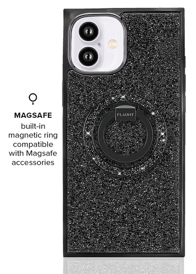 Black Crystal Elegance SQUARE iPhone Case #iPhone 16 + MagSafe,iPhone 16 Plus + MagSafe