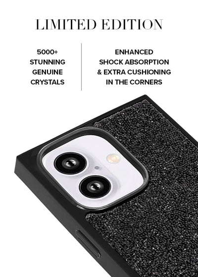 Black Crystal Elegance SQUARE iPhone Case #iPhone 16 + MagSafe,iPhone 16 Plus + MagSafe